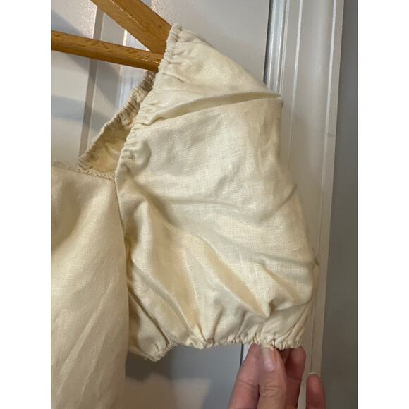 Reformation Malvina Cream Linen Puff Sleeve Mini Dress NWT Size 8 - Picture 6 of 10